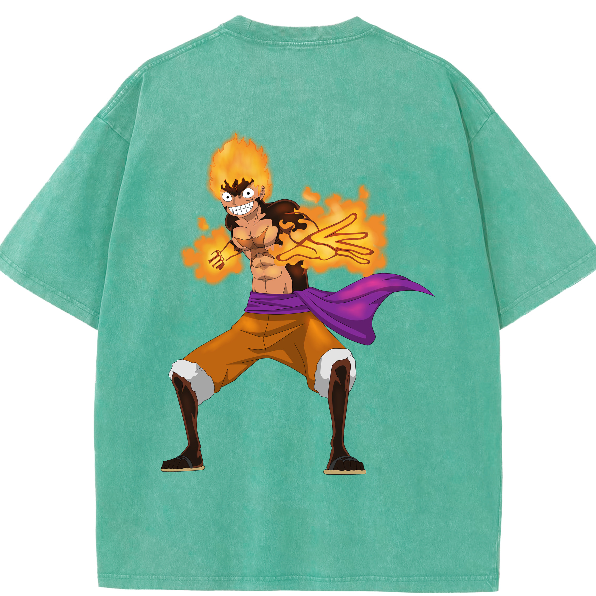ワンピース モンキー・D・ルフィ ONE PIECE Monkey D. Luffy 綿100% ヴィンテージ風 半袖Tシャツ（背面プリント）